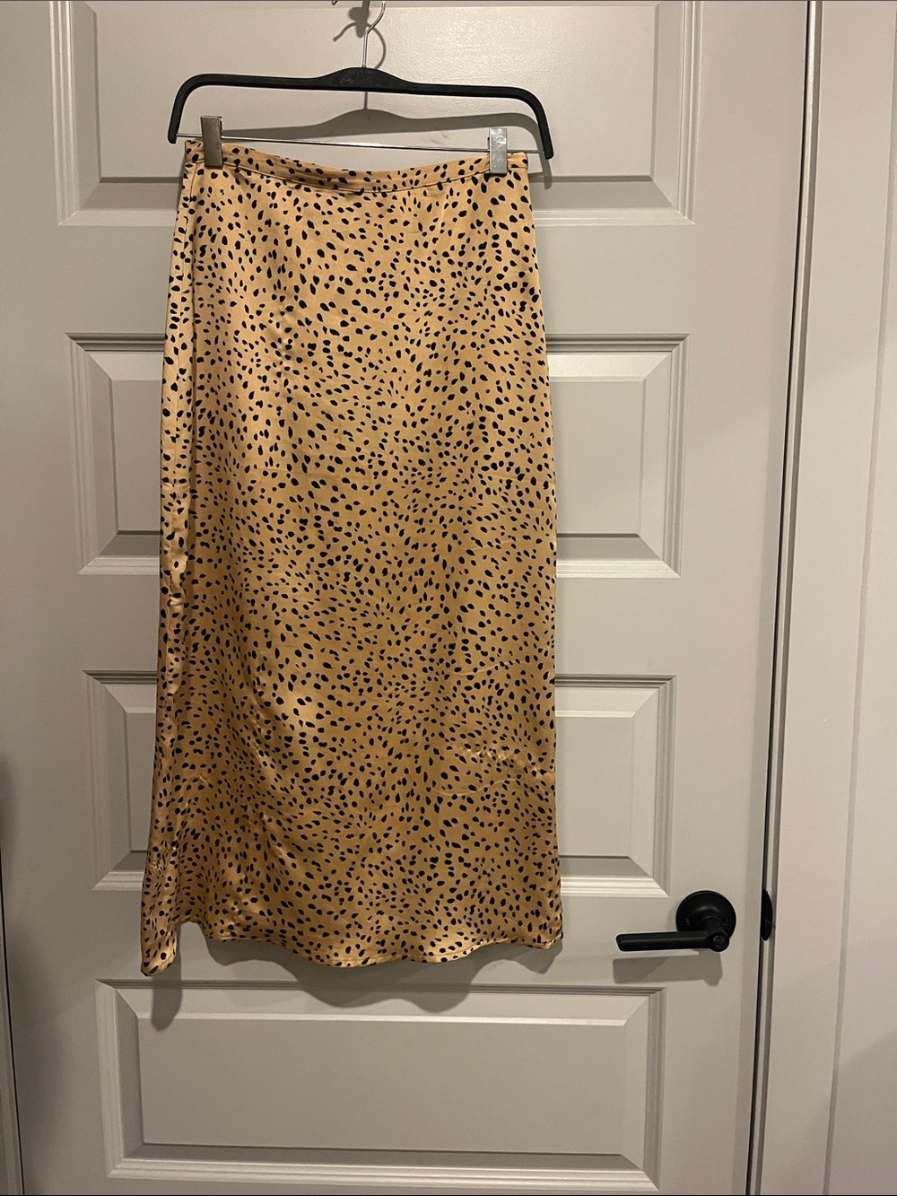 Satin Animal Print Midi Skirt - S
